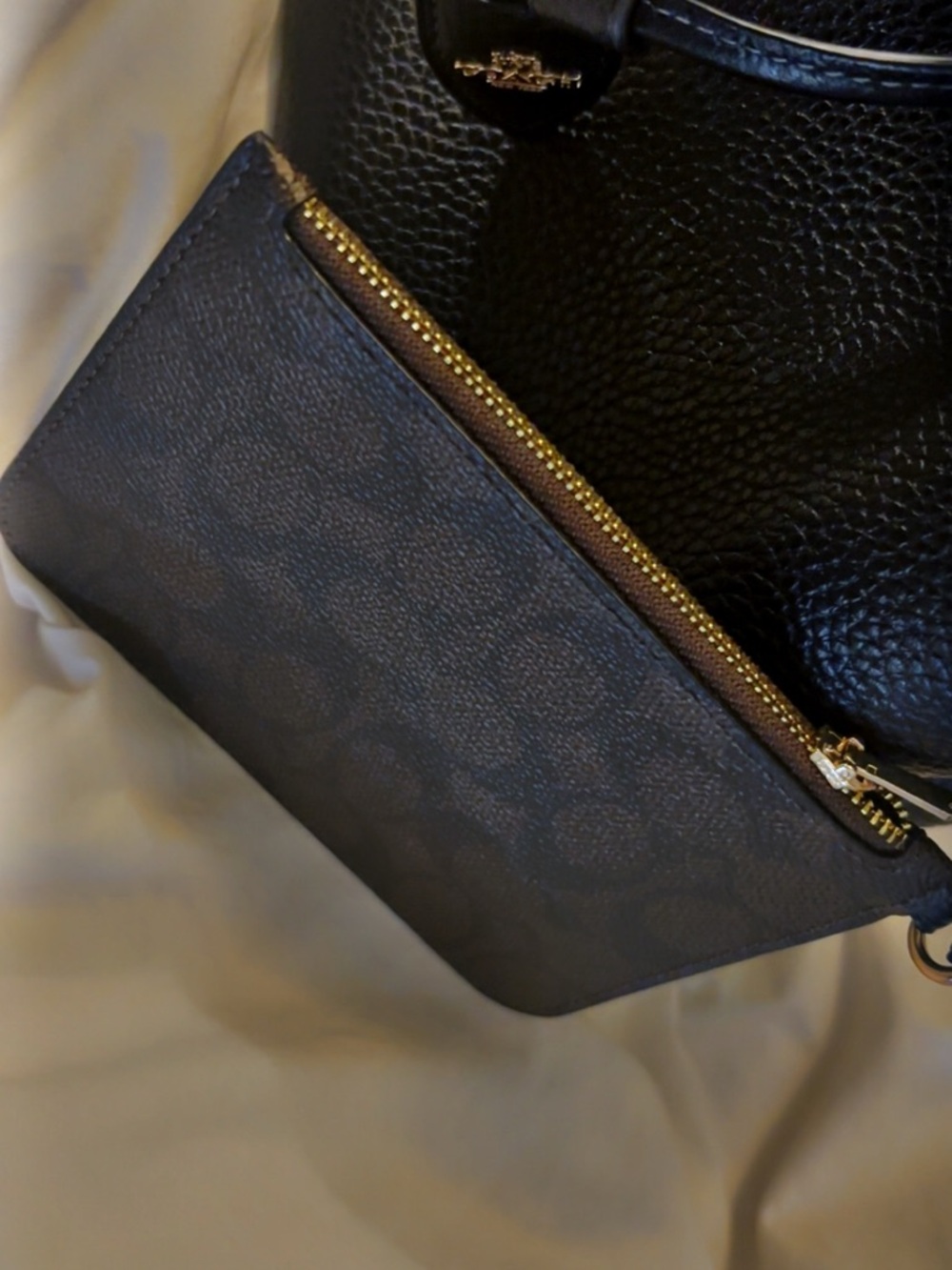 Coach Black Leather Bag with Gold Hardware - Picture 4 of 5
